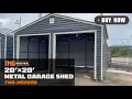 20 x 20 Metal Garage Shed 9 High Double Front Doors 13 Peak 400 Sq-Ft TMG-MS2020