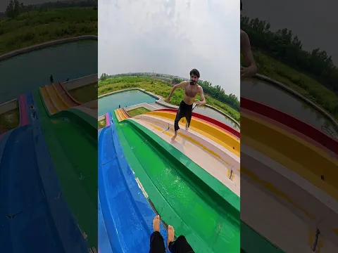 Caught My Friend Off Guard and Pushed Him Off the Waterslide! 😂🌊