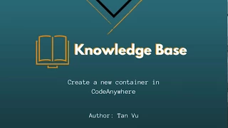 Tutorial Create a new Container in CodeAnywhere