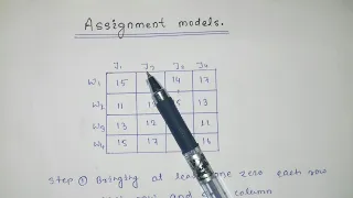 Assignment problem Assignment problem in operation research