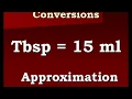 Conversion Tablespoons to Milliliters and back again wmv