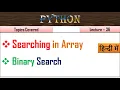 Binary Search in Python in Hindi Lecture 36 Binary Search in Array in Python