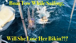 Episode 239 – Will I lose my bikini being pulled behind the boat? Sailing from Sardinia to Corsica!