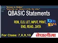Qbasic Statements in Nepali Read data Restore Locate Print Input Commands in QBASIC
