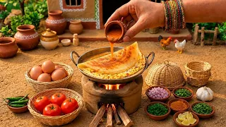 Special Egg Karam Dosa Recipe at Home 🥚 Satisfying Masala Curry Food ASMR 😋 Tini Foodkey
