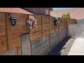Block wall privacy extension out of wood simple and low cost