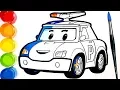 ROBOCAR POLI drawing and coloring learn colors Tim Tim TV