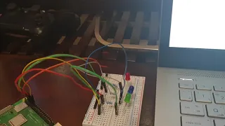 Blinking 3 LED lights using GUI on raspberry pi 3
