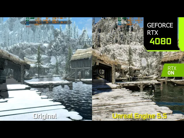Skyrim in Unreal Engine 5.5 vs Original - The Ultimate Graphics/Performance Comparison | RTX 4080