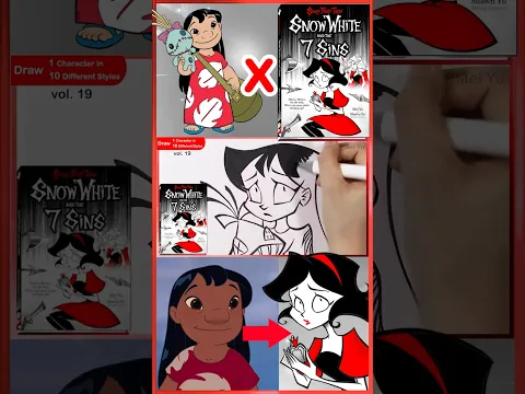 Lilo & Stitch but as a HORROR? Draw Lilo in Scary Fairy Tales Style Art Challenge | Mei Yu