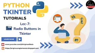 Tkinter Python Tutorial Lec 7 Radio Buttons in Tkinter