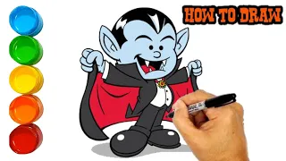 How to draw a vampire Halloween - Halloween Coloring pages