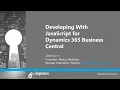 The Webinar Developing with JavaScript for Dynamics 365 BC