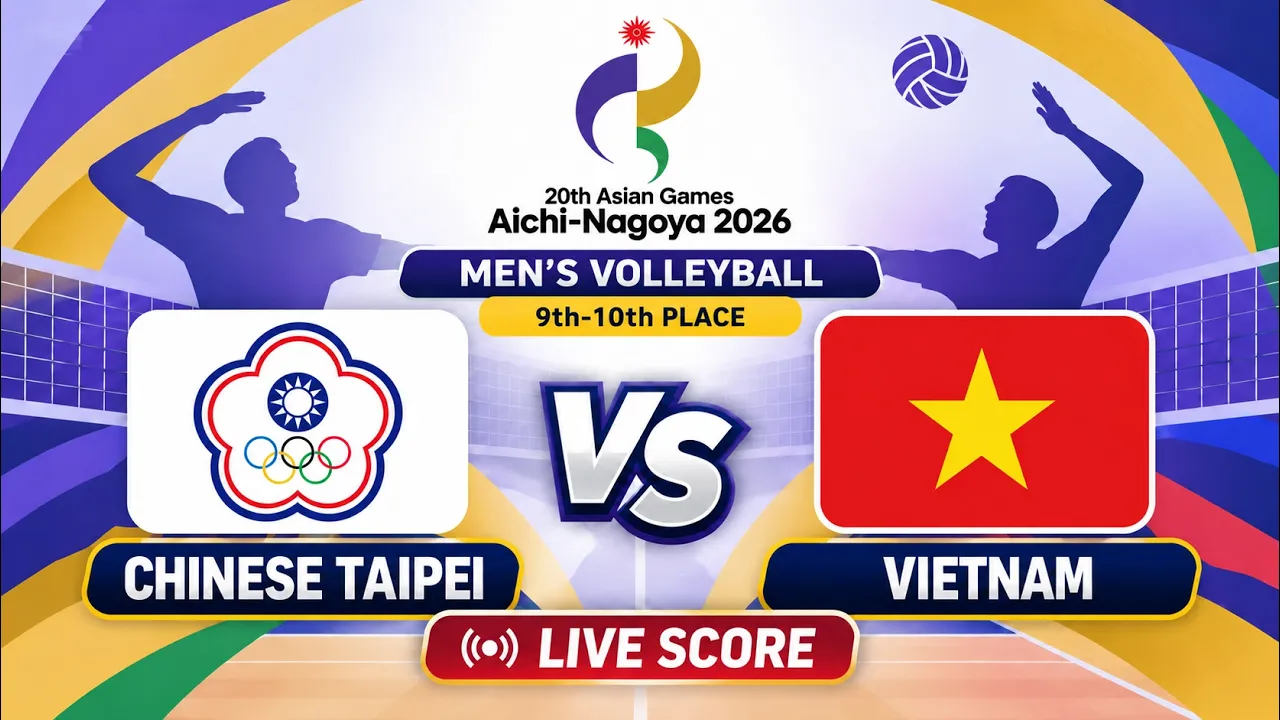 🔴 LIVE | CHINESE TAIPEI vs VIETNAM | (9-10th) AG 2026 Men's Volleyball | Livescore Volleyball