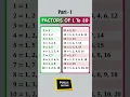 Quick Math Shorts Factors 1 to 20 Unveiled Part1