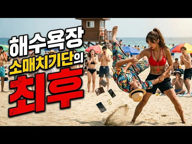 해수욕장의 손 해수욕장에서 피서객 가방 털던 소매치기단, 특공대 출신 구조대원에게 참교육 당하는데