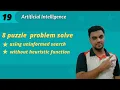 Lec 20 8 puzzle problem in Artificial Intelligence using Uninformed Search without heuristic