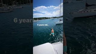 Jumping off a sailing catamaran #sailingfamily #boatlife #sailboat #catamaran #boat