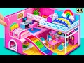 Download Lagu Build 3 Floor Pink Miniature Dollhouse with 2 Bedroom and Rainbow Slide ❤️ DIY Miniature House