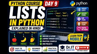 Lists in Python Explained in Hindi Python Course Day 9 Python List Tutorial for Beginners