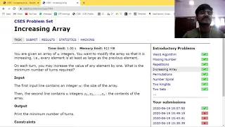 INCREASING ARRAY CSES PROBLEM SET SOLUTION