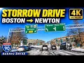 Storrow Drive Boston to Newton MA 4K Scenic Driving Tour