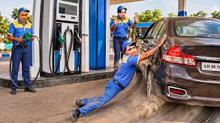 Petrol भरवाकर भागा Driver | चलती Car से चिपका Petrol Pump Staff | Funny Hindi Kahaniya