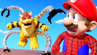 Spiderman Mario and Pacman vs Dr Octopus Bowser