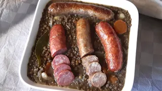 Lentilles cuisinées aux 2 saucisses #277