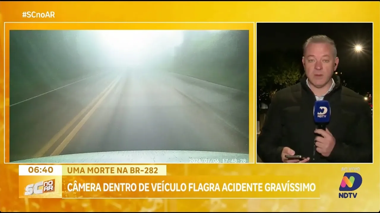 Câmera dentro de veículo grava acidente gravíssimo na BR-282