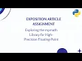 Exploring mpmath - A python library for arbitrary precision