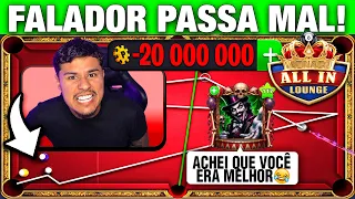 FALADOR PASSOU MAL!! 🤣 FUI PROVOCADO NA MESA DO TUDO OU NADA NO 8 BALL POOL E...