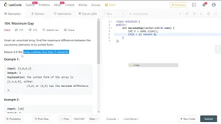 Hard LeetCode Maximum Gap - Least Memory Solution in C