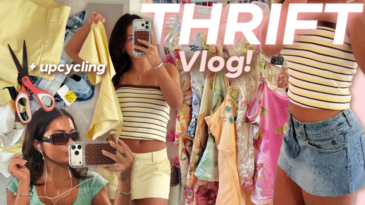 LETS GO THRIFTING + UPCYCLING SKIRTS || Hang out with me