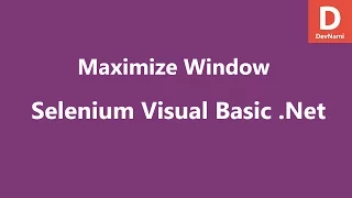 Selenium Visual Basic Net Maximize Window