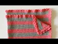 Crochet Mesh Stitch Blanket with Shell Border