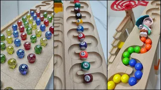 Oddly Satisfying Rolling Marbles on Wiggly Wooden Tracks | ASMR π #MarbleRun #ASMR