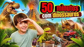Fazendinha do Felipe - Dinossauros de Brinquedo com Vulcão, Caminhão e Aventuras - Dino Park T-Rex