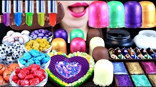 ASMR CHOCOLATE DESSERT BIG HEART CHOCO, MARSHMALLOW CHOCO, RAINBOW CHOCO PARTY MUKBANG