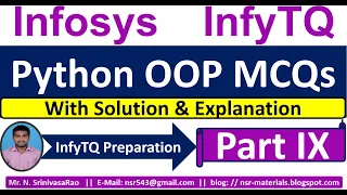 Python OOP MCQs InfyTQ 2023 Python MCQs Preparation Python MCQs Solution Explanation Part-9