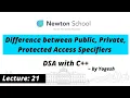 Difference between Public Private Protected Access Specifiers Lecture 21 OOPS in C Yogesh