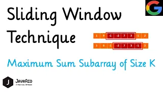 Sliding Window Technique Google Coding Interview Maximum Size SubArray Of Size K