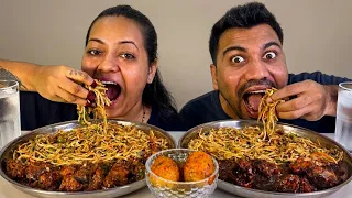EATING SPICY🔥SCHEZWAN NOODLES, CHILLI CHICKEN, CHICKEN MANCHURIAN, MASALA EGG, CHINESE MUKBANG😱