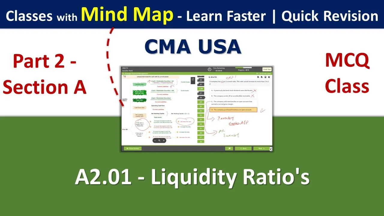 CMA USA | P2 | A2.01 | Liquidity Ratio's | MCQ's