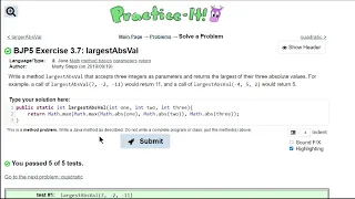 Java Practice It 3 7 largestAbsVal method basics parameters return math