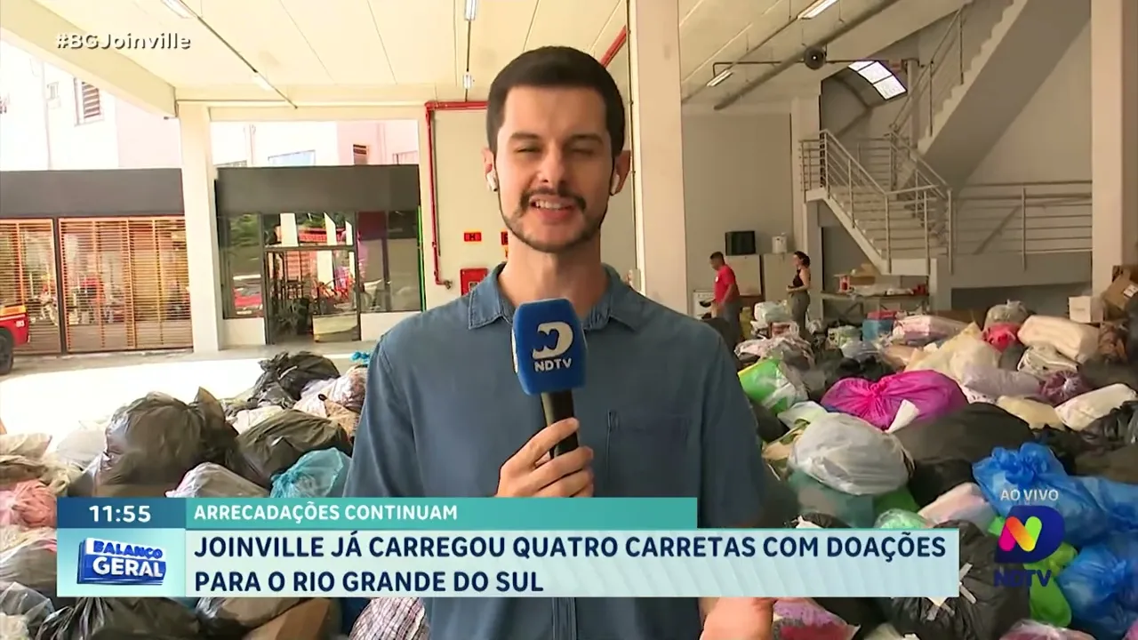 Arrecadações continuam: Joinville já carregou quatro carretas com doações para o Rio Grande do Sul