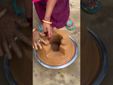 Mitti ka chulha banane ka new technique π₯ #shorts #viral #clayart