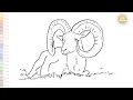 Ram sheep drawing easy Outline sketches How to draw bighorn sheep step by step