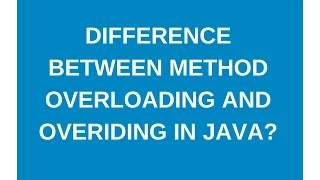Differences between method overloading and method overriding www java-interview-questions com