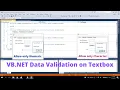 Data Validation Textbox - Allow only Numeric values or only Characters in VB NET Visual Studio